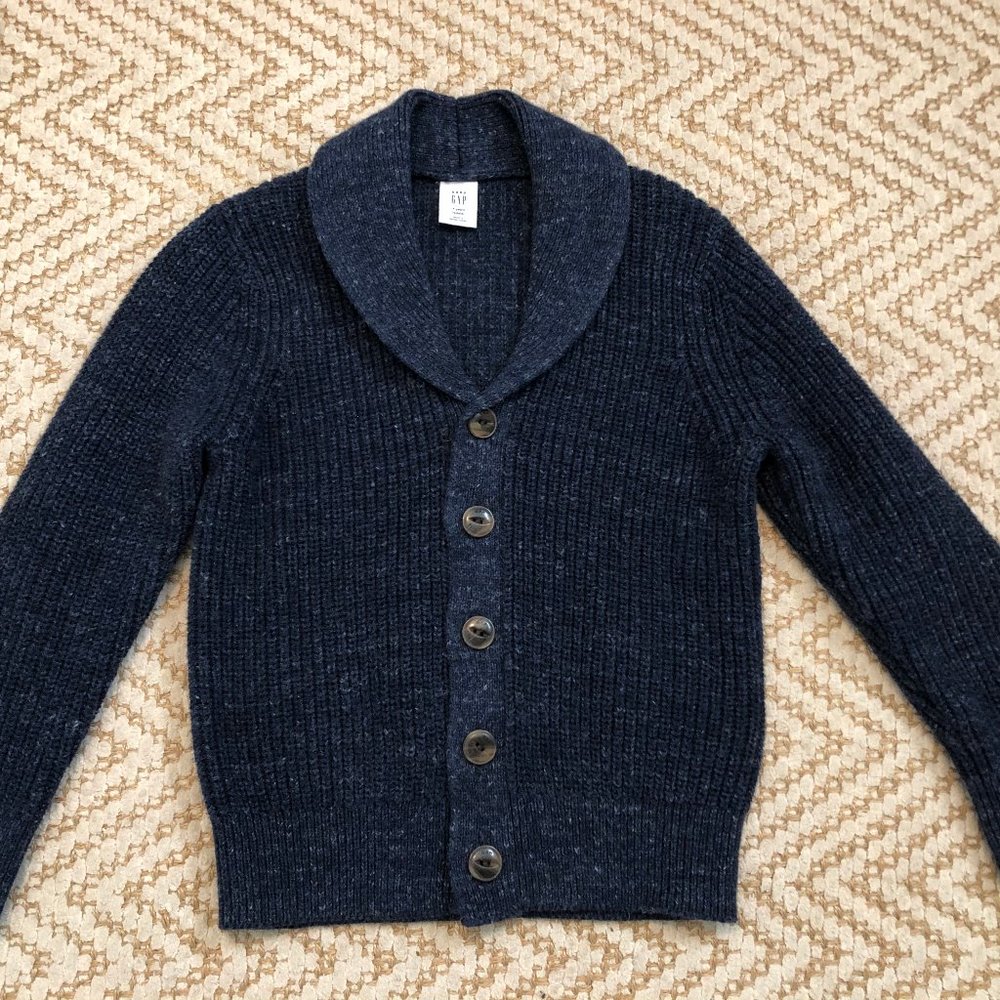 Baby Gap Marled Navy Shawl Collar Cardigan Sweater